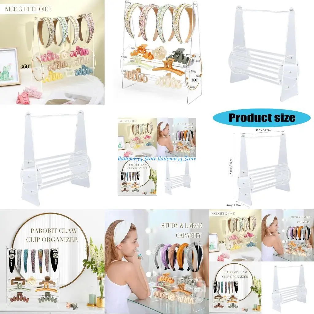 

573B Versatile Acrylics Headband Rack Clear Organizers for Hair Accessories