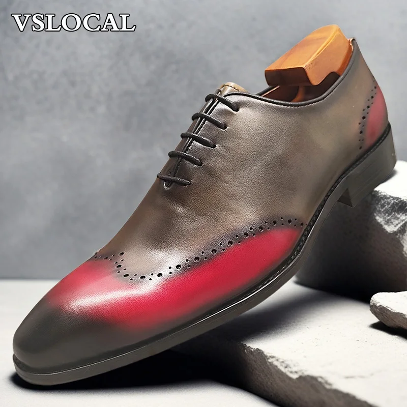 

Luxury Design Men Leather Shoes Lace Up Pointed Toe Casual Mens Dress Shoes Wedding Business Formal Oxford Shoes For Man