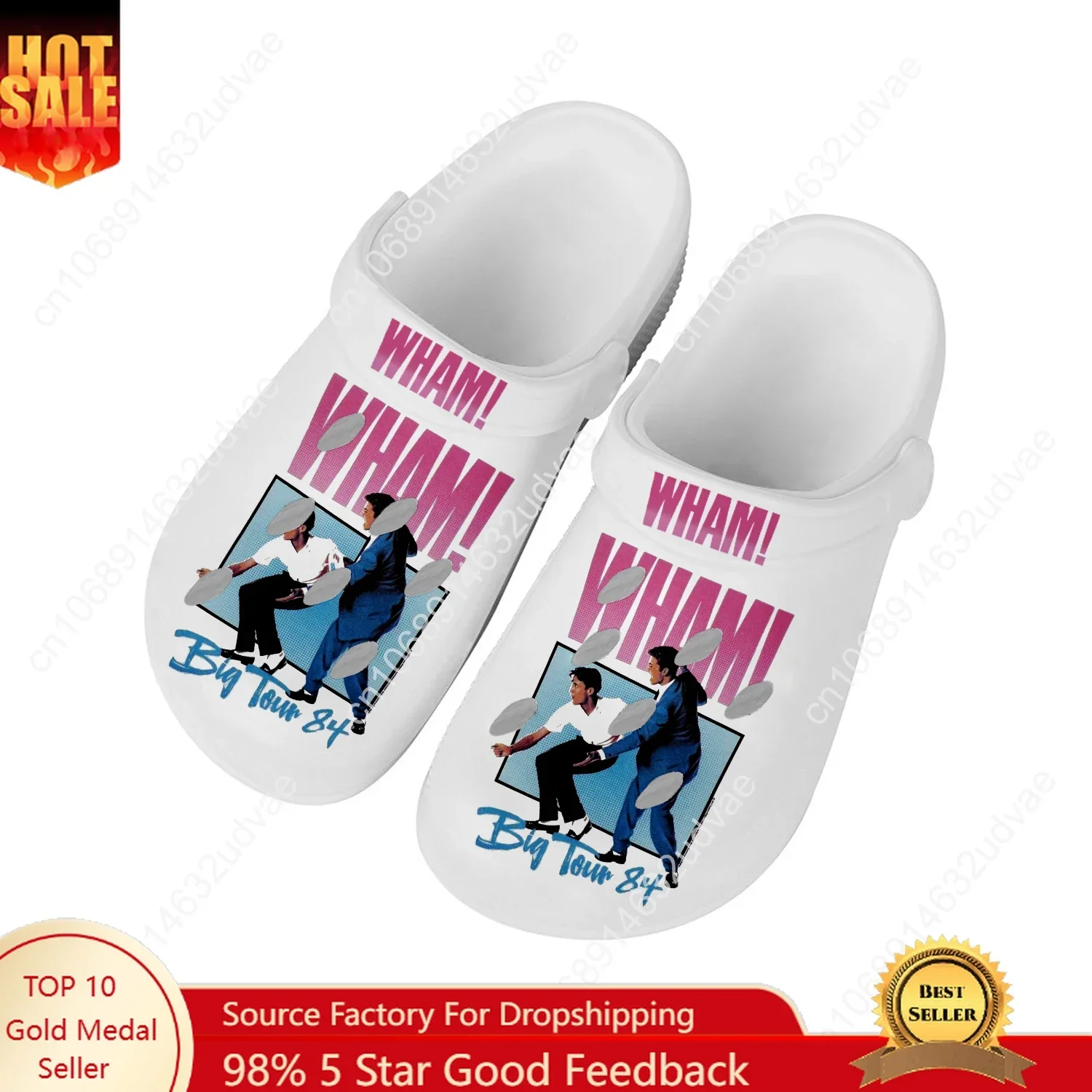 

Wham Pop Music Water Shoes Men Women Teenager High Quality Home Garden Clogs Custom Sandals Beach Breathable Hole Slippers