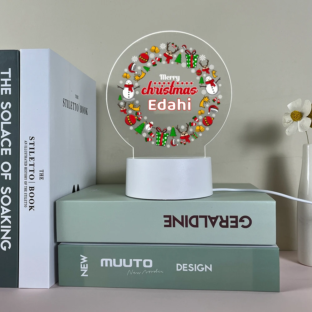 Lampada personalizzata acrilico Led Night per regalo di natale stampa nome per bambini per lampada da tavolo a Led albero di natale