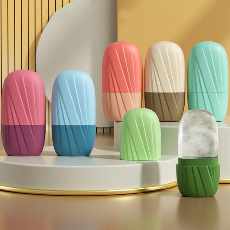 Rullo per il viso di ghiaccio Strumenti per il contorno del lifting del viso in silicone Vassoi per cubetti di ghiaccio Palline per globo di ghiaccio Massaggiatore per il viso degli occhi Strumenti per la cura della pelle di bellezza