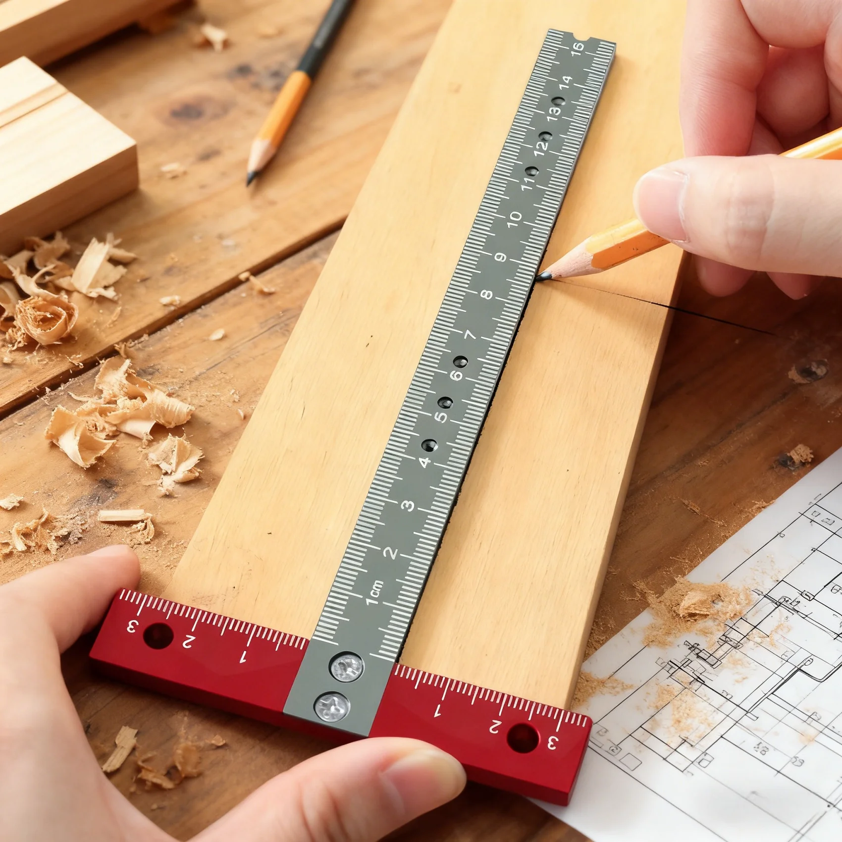 170mm Aluminum T-Ruler, Laser Printed, T Square Positioning Ruler, Drafting Architect Ruler, Set Square Companion Measuring Tool