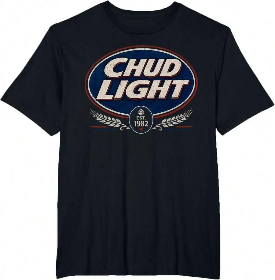 Chud Light Funny Parody Beer Style Humor Vintage Drinking T-Shirt 100% Cotton Trendy Y2K Short-Sleeve Tee – Soft, Quick-Drying,