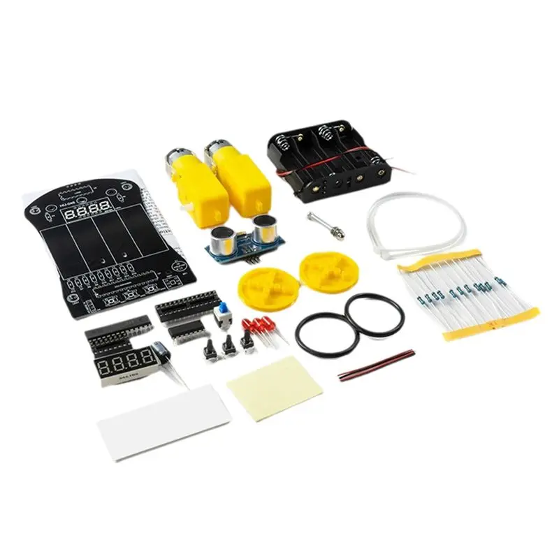 SWXF Smart Car DIY Electronic Kit 51 MCU Ultrasonic Obstacle Avoidance Car Automatic Ranging Robot Programming DIY Kit