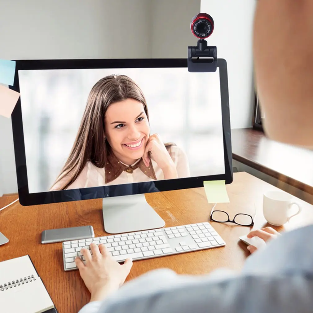 Webcam HD com Mic para Computador, PC, Laptop, Câmera de Vídeo Digital, Tiktok, Youtube, Skype, MSN, USB 2.0, 1080P, Novo