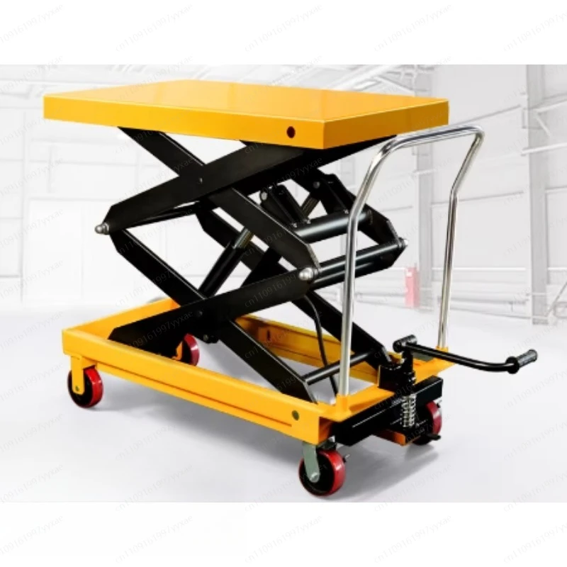 Manual Lifting Platform Truck Scissor Hydraulic Lift Loading and Unloading Truck Small Lifting Table Trailer