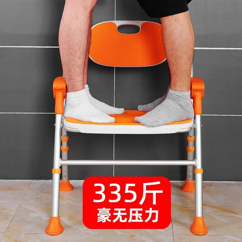 Unique Handle Stool Chair Bathroom Adult Bath Tabouret De Douche Home Furniture Toilet Shower Use Older Folding Portable Storage