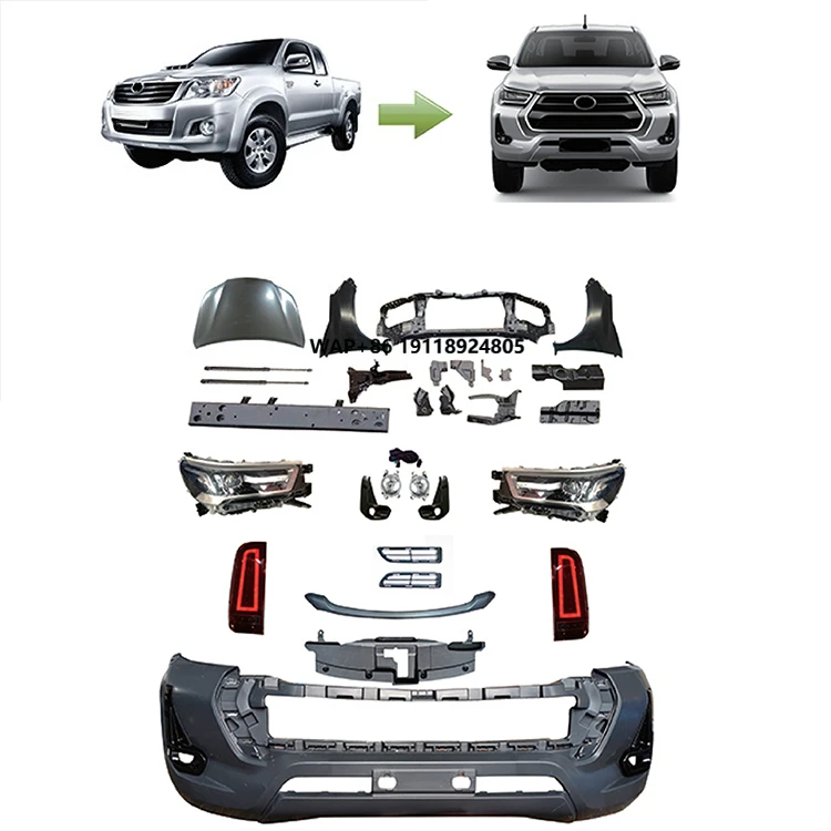 

Newest Full Set Car Front Bumper Facelift Wide Conversion Bodykit Body Kit for VIGO 05-14 Upgrade to 21REVO Black Sports - 1sets