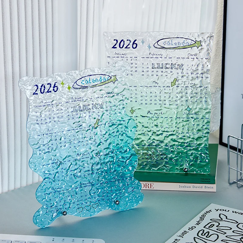 

New 2026 Acrylic Desk Calendar - Creative Water Ripple Board Office Calendar High-Aesthetic Monthly Planner Table Decor for Home