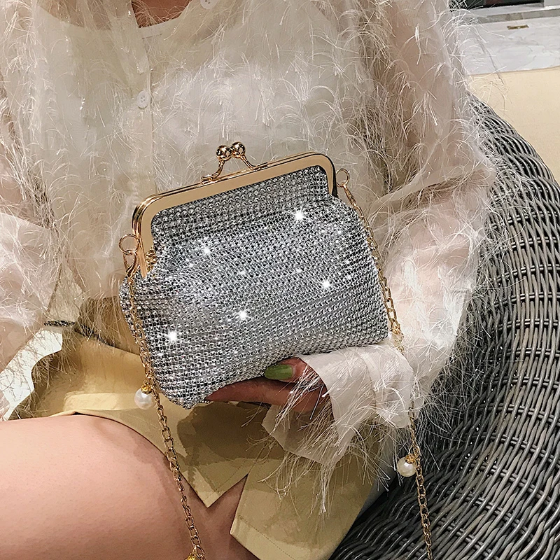 

Shiny Diamonds Women's Evening Bag Trend Lady Clutch Purse Clip Shoulder Bag Female Luxury Handbag Corssbody Bags For Women
