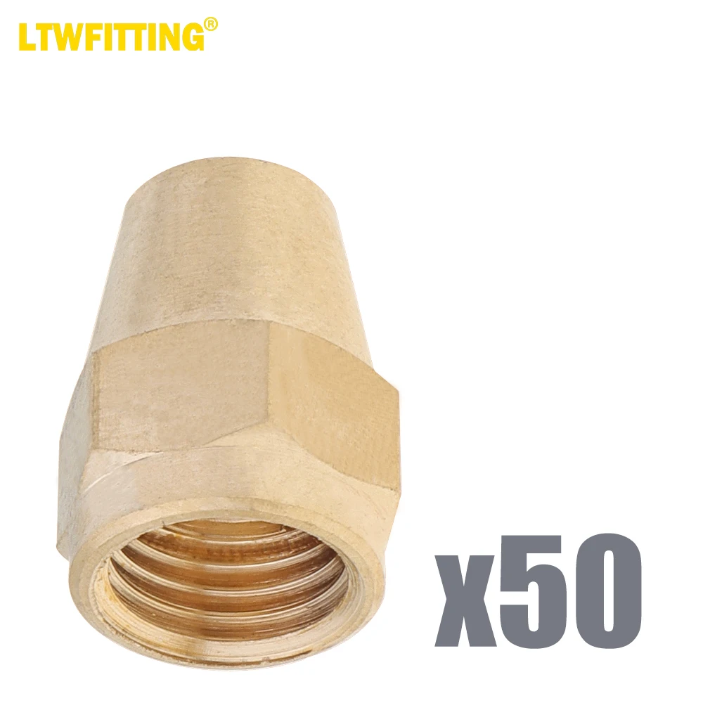 

LTWFITTING Brass 3/16" OD Short SAE 45 Deg Flare Nut,Brass Flare Tube Fitting(Pack of 50)