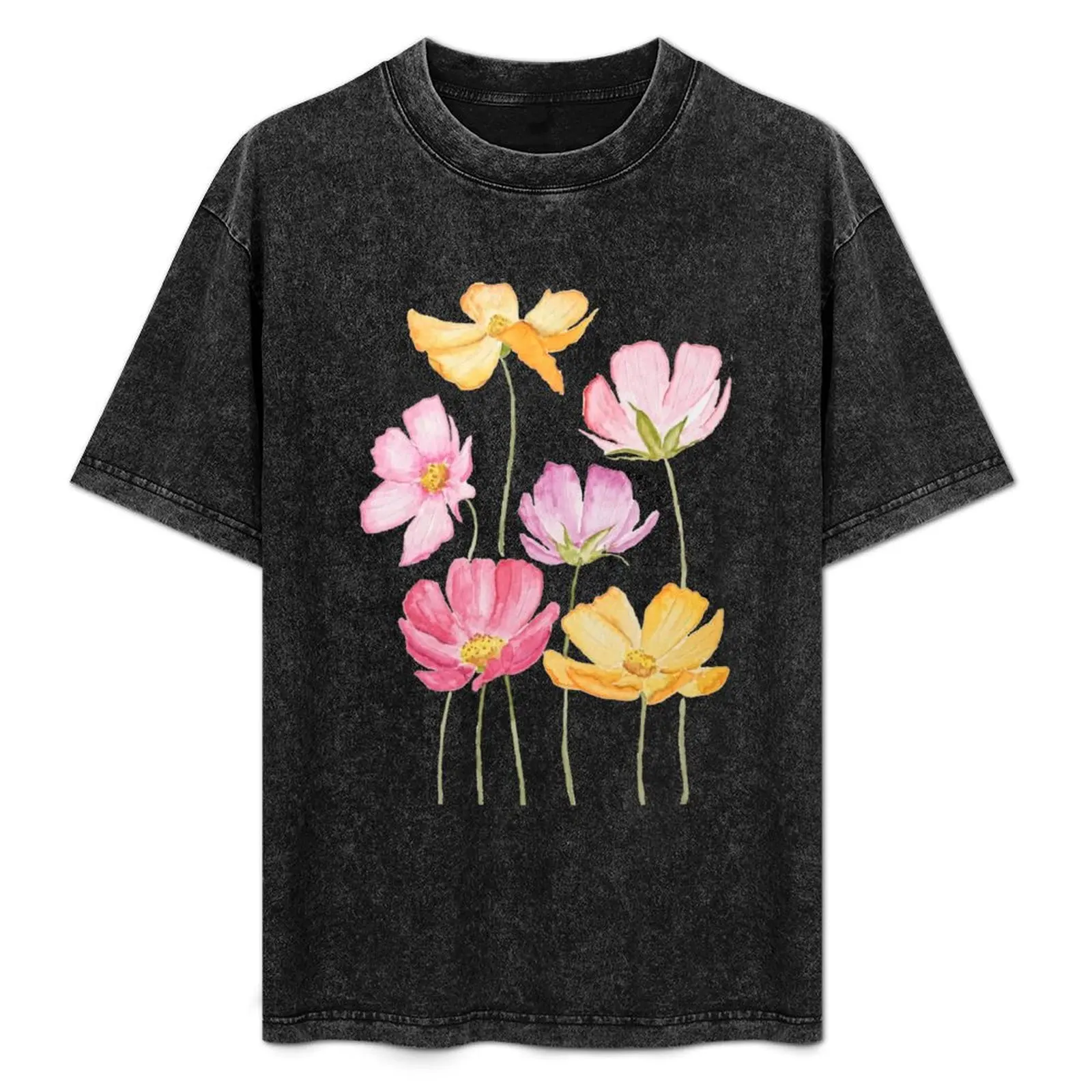 

colorful cosmos flowers T-Shirt Fashion Simple Casual Tee Shirt