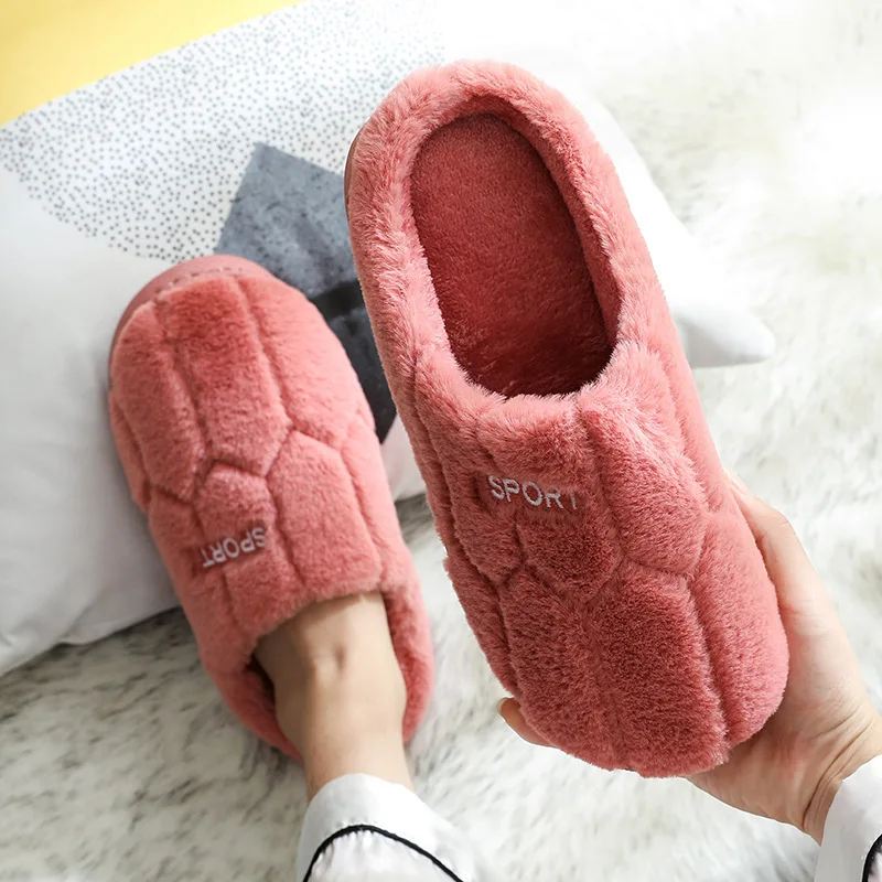 Soft Fluffy Thick Bottom Cotton Slippers Woman Cozy Lightweight Warm Plush Slippers Couples Indoor Bedroom Living Room Shoes 43