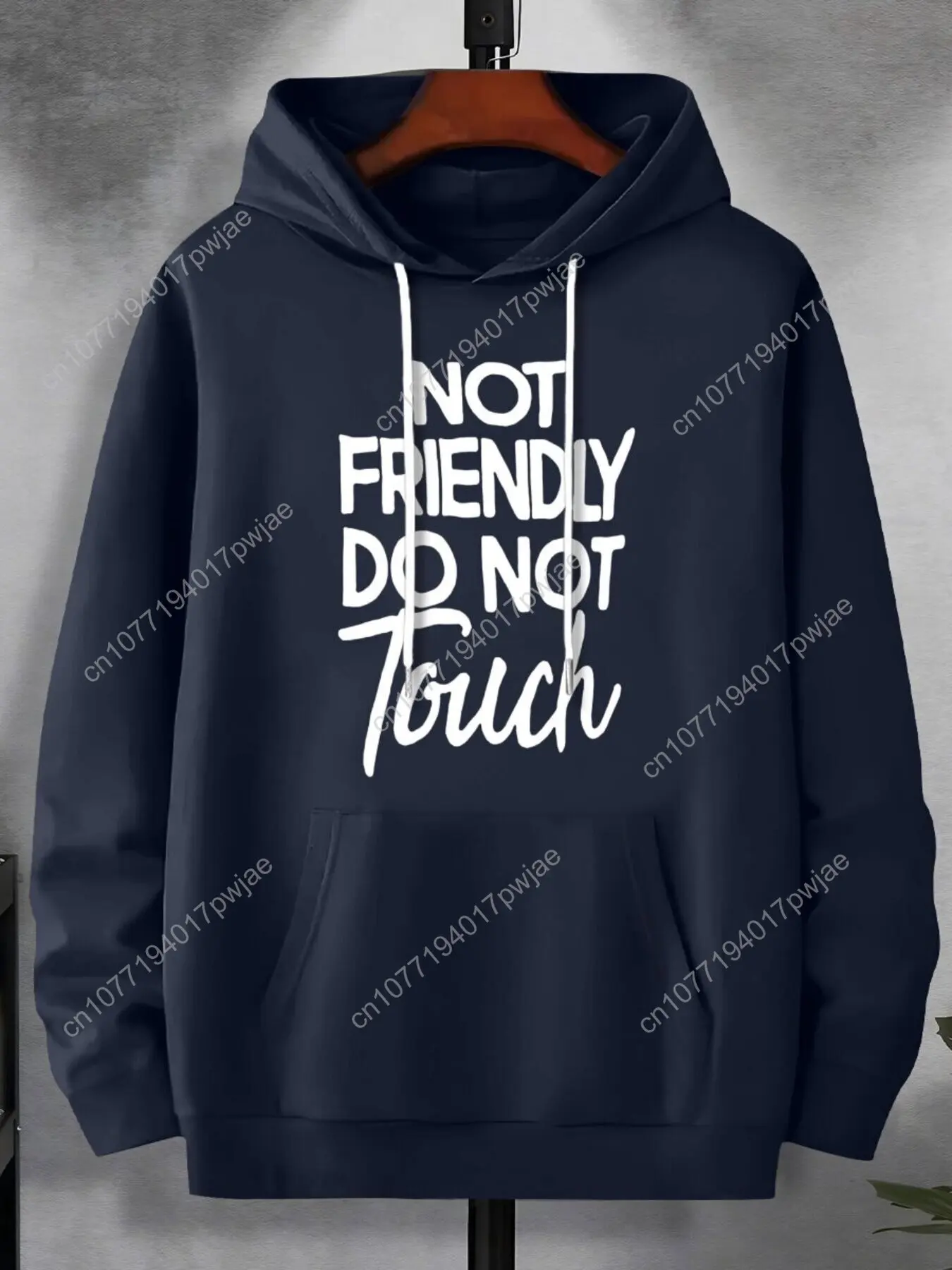 Felpa con cappuccio con stampa alla moda, felpa con cappuccio taglie forti da uomo, felpa con cappuccio con stampa inglese con tasca a marsupio Abbigliamento da uomo taglie forti, adatta