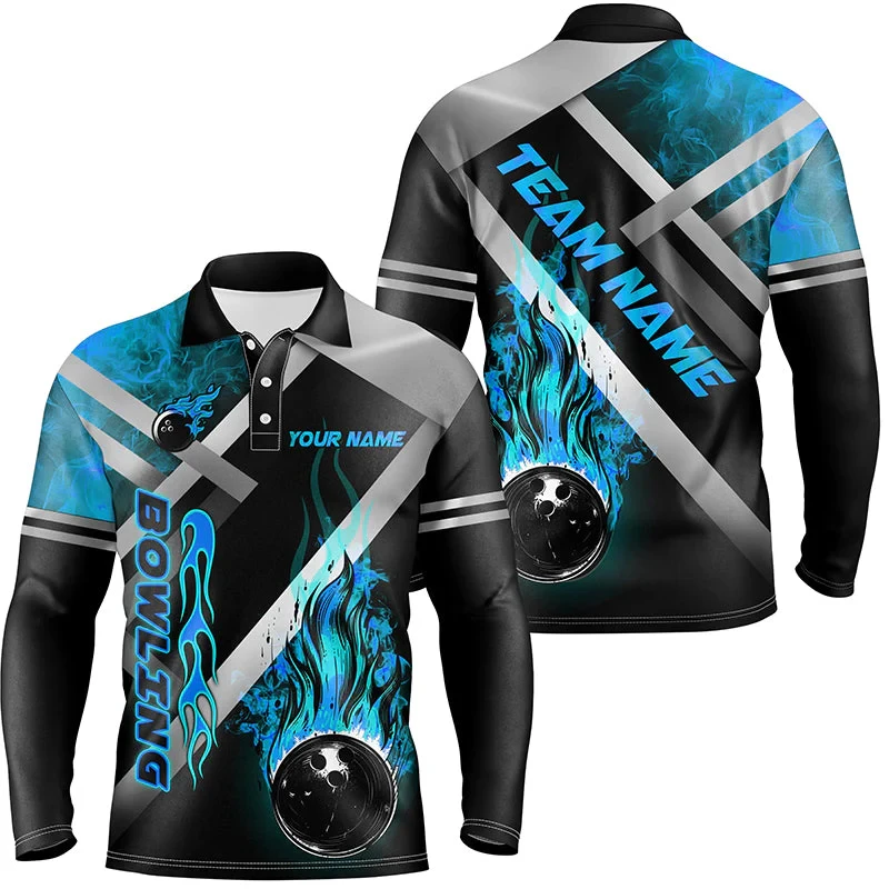 

3D Print Long Sleeve Polo Shirt For Men Bowling Graphic Sports Custom Name Team Uniforms Fashion Loose Outdoor Training Clothing