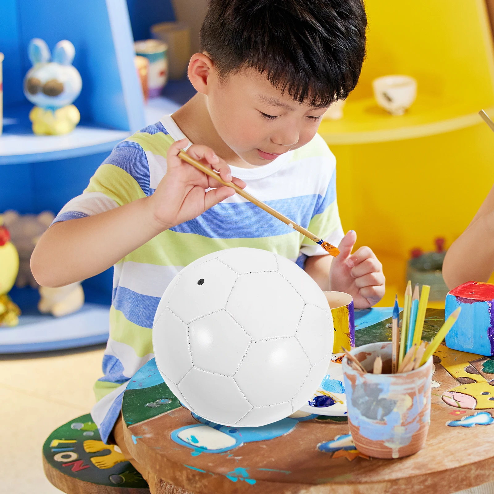 

Unpainted Soccer Graffiti Football Props Drawing Material DIY Blank Parent-child