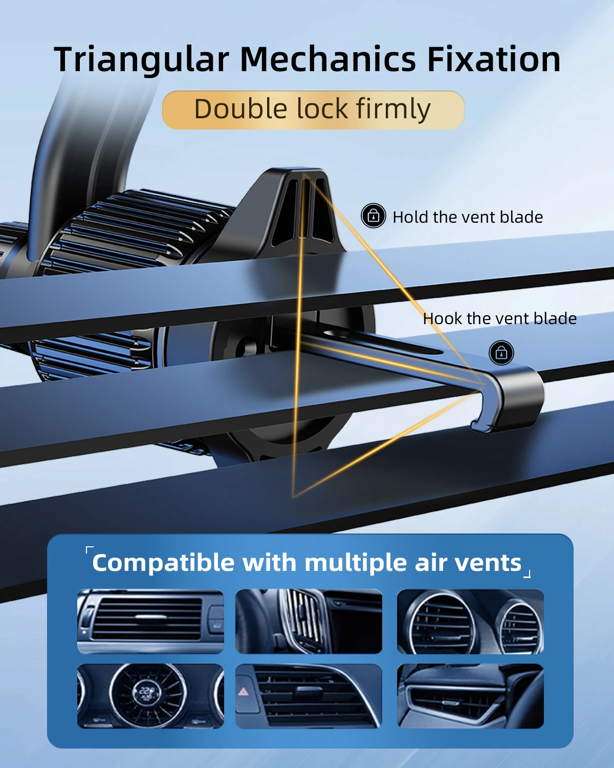 Oatsbasf Car Air Vent Clip Phone Holder Adjustable for 4.7-6.8'' Device with Extendable Arm Phone Stand Universal for iPhone
