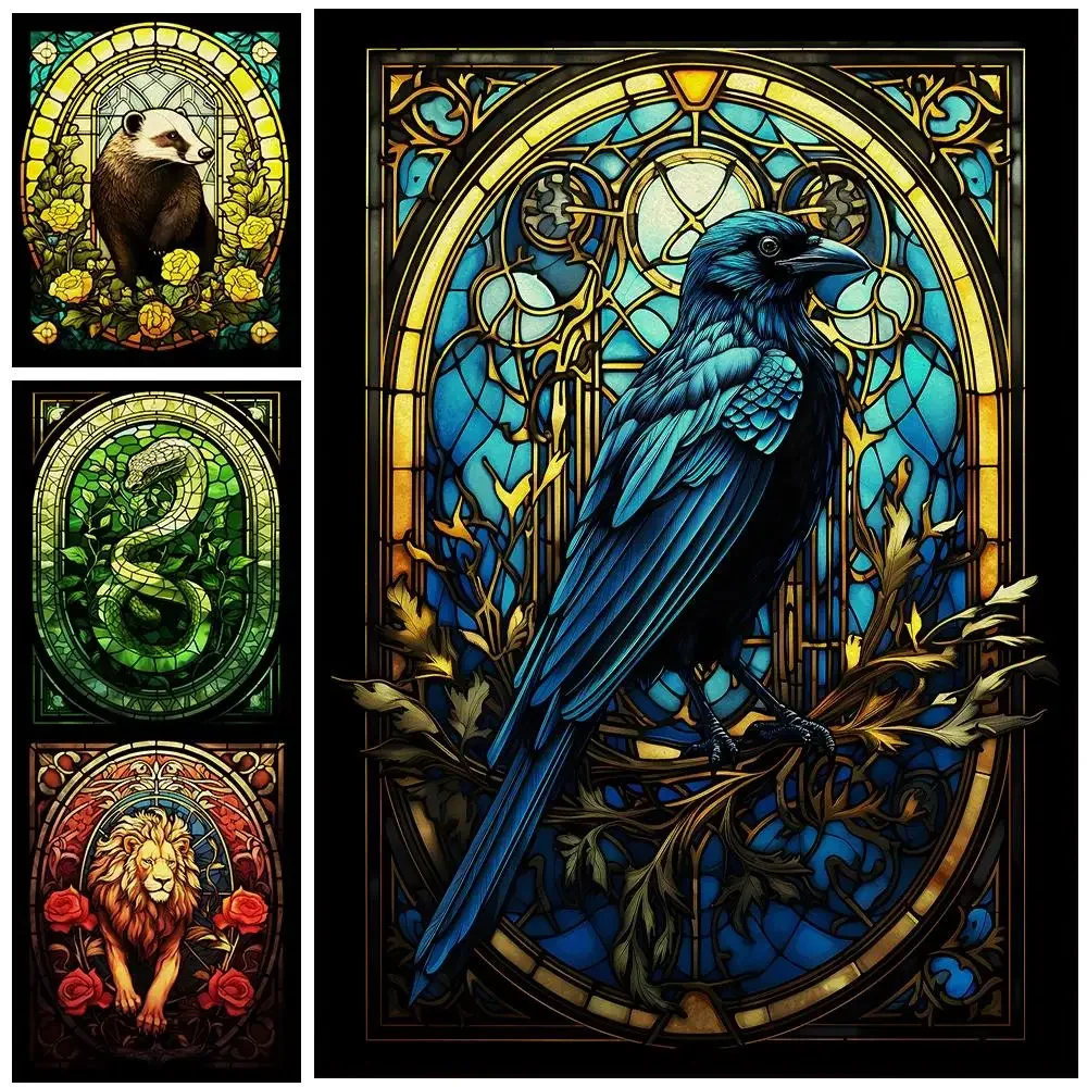 Casas escolares de magia abstractas, arte de pared, impresión en lienzo para decoración del hogar, Ravenclaw, Hufflepuff, Gryffindor, Slytherin