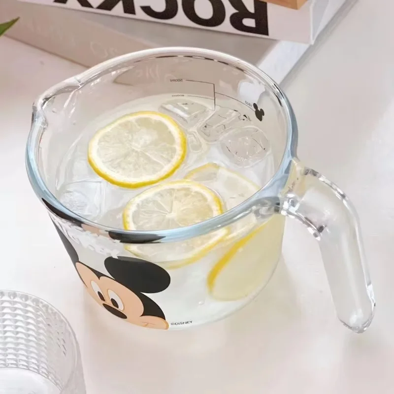 Disney Mickey Measuring Cup Kitchen Glass Measuring Jug Measuring Tools Cartoon Cake Breakfast Bakeware Water Cup With kid Scale