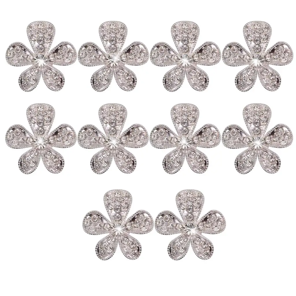 Crafts Embellishments Crystal Alloy Rhinestone Charms Flower Buttons Gift Garments Headband DIY Pack of 10PCS