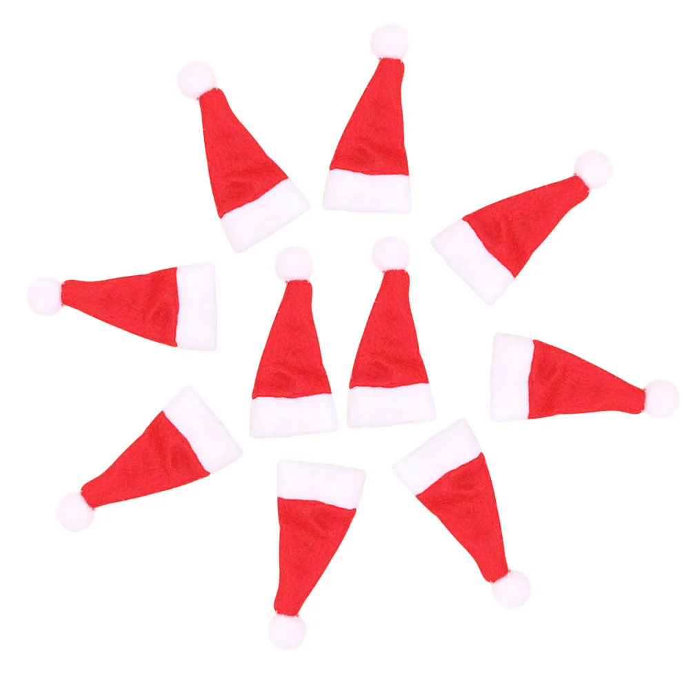 

20Pcs Mini Christmas Hat Non-Woven Fabric Lollipop Hats Holiday Party DIY Candy Decoration Reusable Candy Package