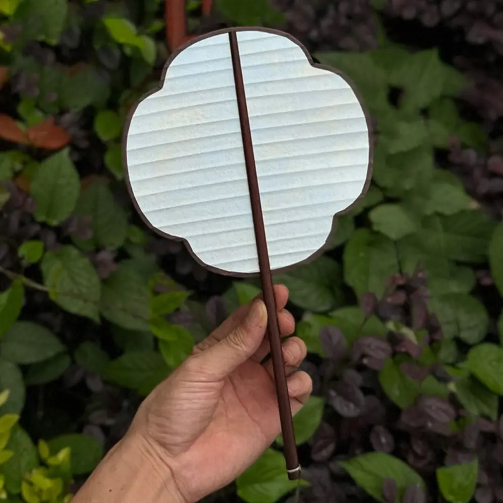 Chinese Style Paper DIY Fan Thickened Blank Painting Hand Cranked Fan Portable Vintage Decorative Craft Fan Children