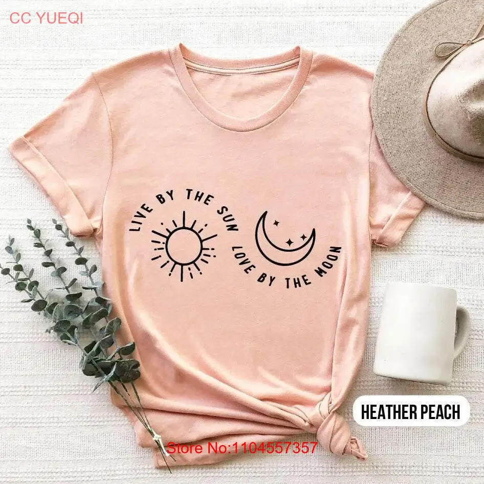 Live by the Sun Love Moon T Shirt Minimalist Celestial Inspirational Boho Style for Astrology Lovers