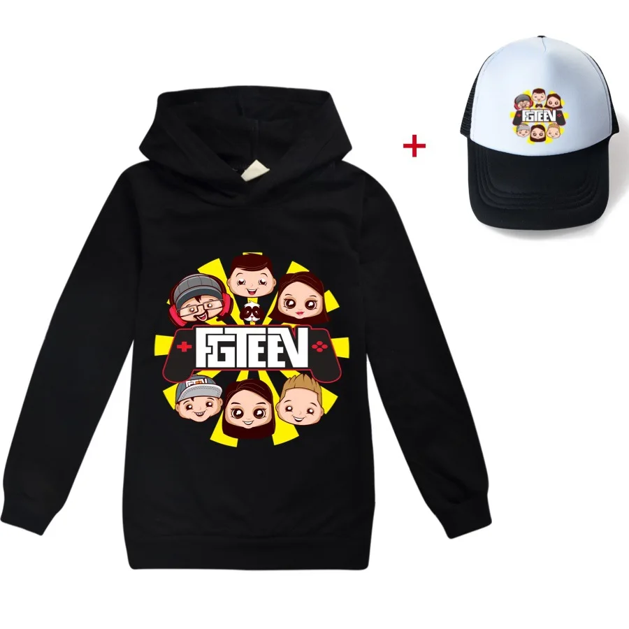 

FGTEEV Boys Hoodie Hot Sale Funny Game FGTEEV Print Hoodies for Teen Girls Boys Sweatshirt Tops Kids Clothes Baseball Cap Hat