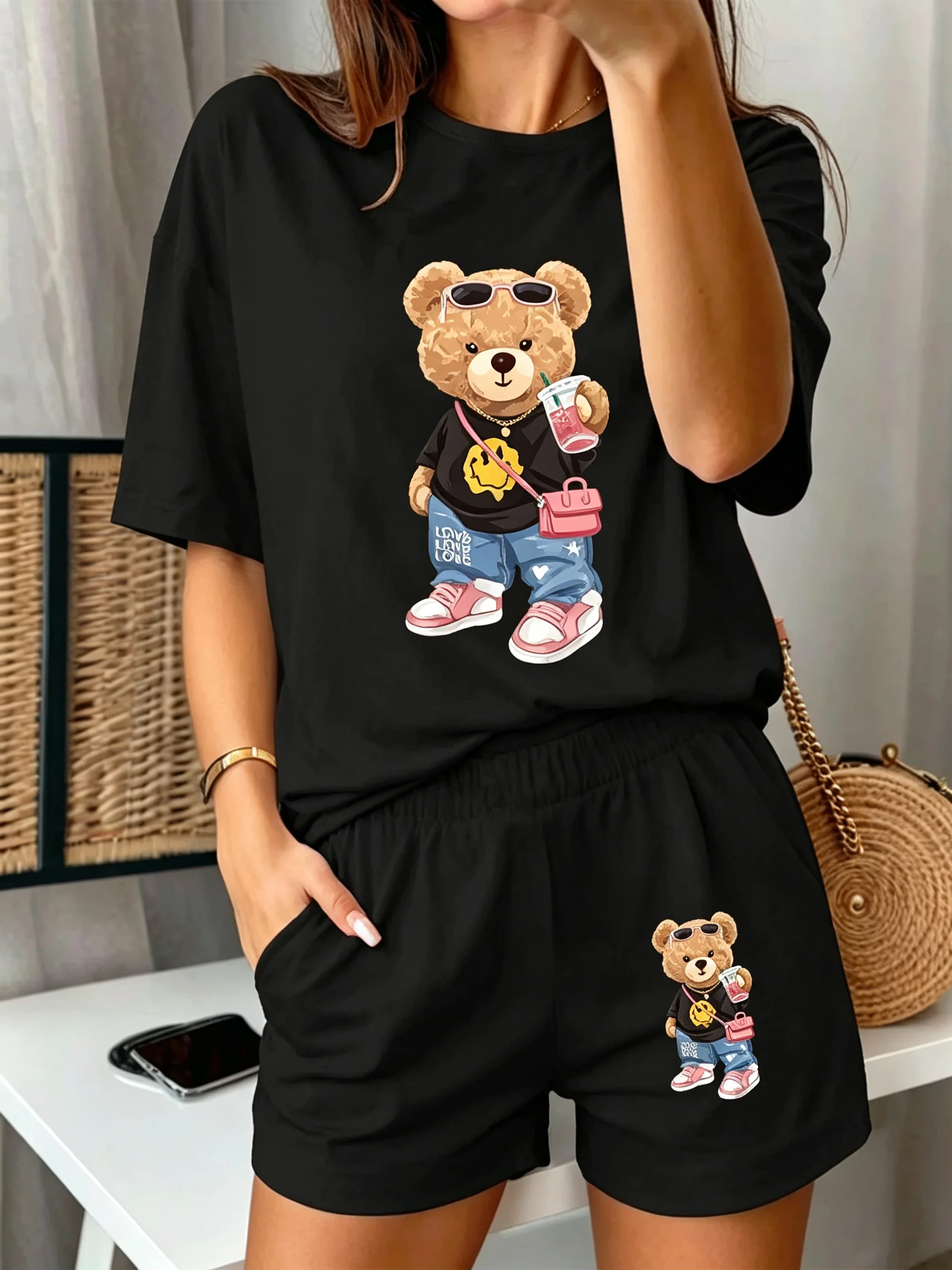 Neuer Trend Damen Baumwoll-T-Shirt Frühling Sommer Täglich Lässige Mode O-Ausschnitt Kurzarm-Oberteil Weibliches Komfort-Shirt für Zuhause und Outdoor – Detail 10