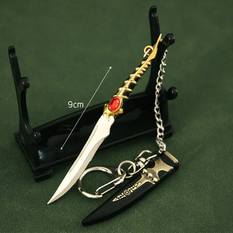 Gioco TV Portachiavi con arma periferica 9 cm Dragonbone Medievale Samurai Spada Arma Modello Accessori pendenti Portachiavi Regalo Giocattoli