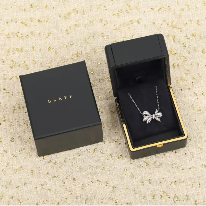 

Luomansi Super Flashing Bowknot Diamond S925 Silver Necklace Fine Jewelry Wedding Party Birthday Romantic Woman Gift