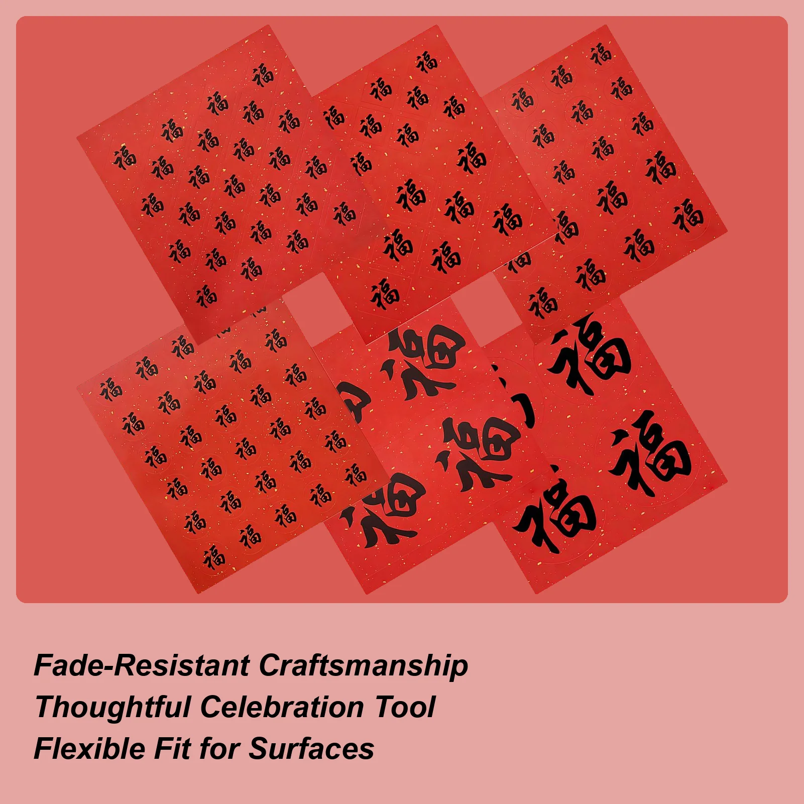 Pegatinas de Año Nuevo Chino, etiquetas de personajes Fu, decoración de Año Nuevo Lunar asiático, etiquetas Fu para Festival, fiesta, boda, puerta de pared