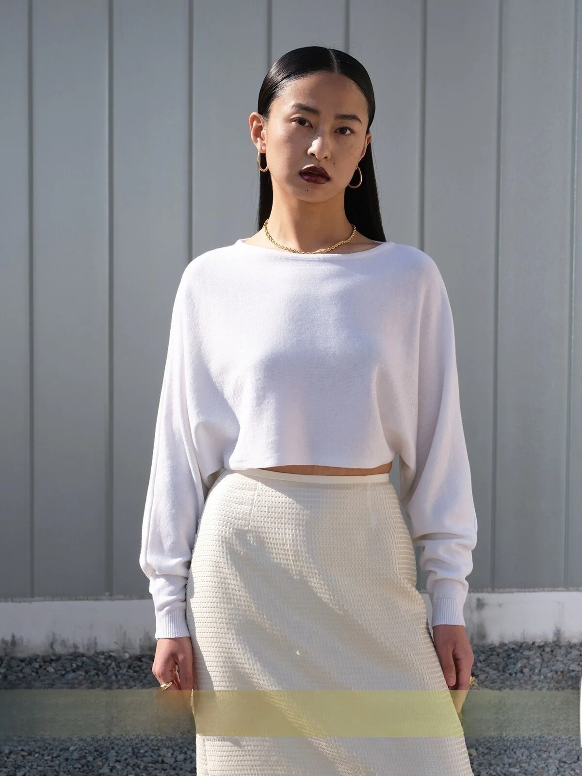 

Tore Sweet Spicy First Love 20 Women's Batwing Sve One-oulder ort Knitted Top White Color Commute Sle Wool Blend