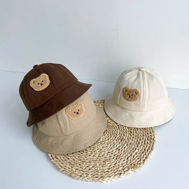 New Baby Hat for Boy Girl Cute Cartoon Bear Bucket Hat for Toddler Spring Summer Shade Baseball Cap Portable Outdoor Cap