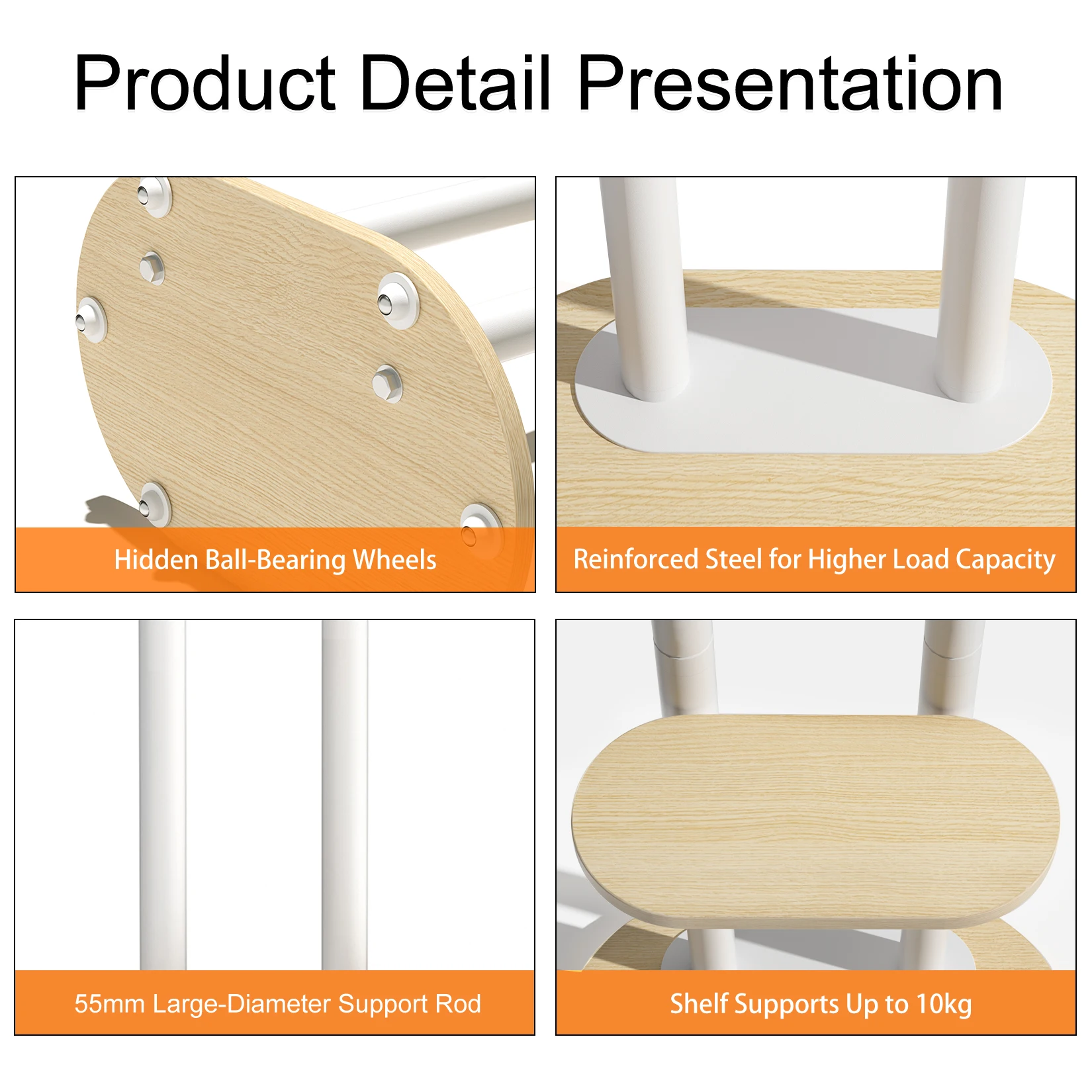 حامل تلفزيون دوار من UNHO مقاس 40-75 بوصة، حامل تلفزيون محمول على عجلات مع ارتفاع قابل للتعديل يحمل ما يصل إلى 132 رطلًا مع رف #2