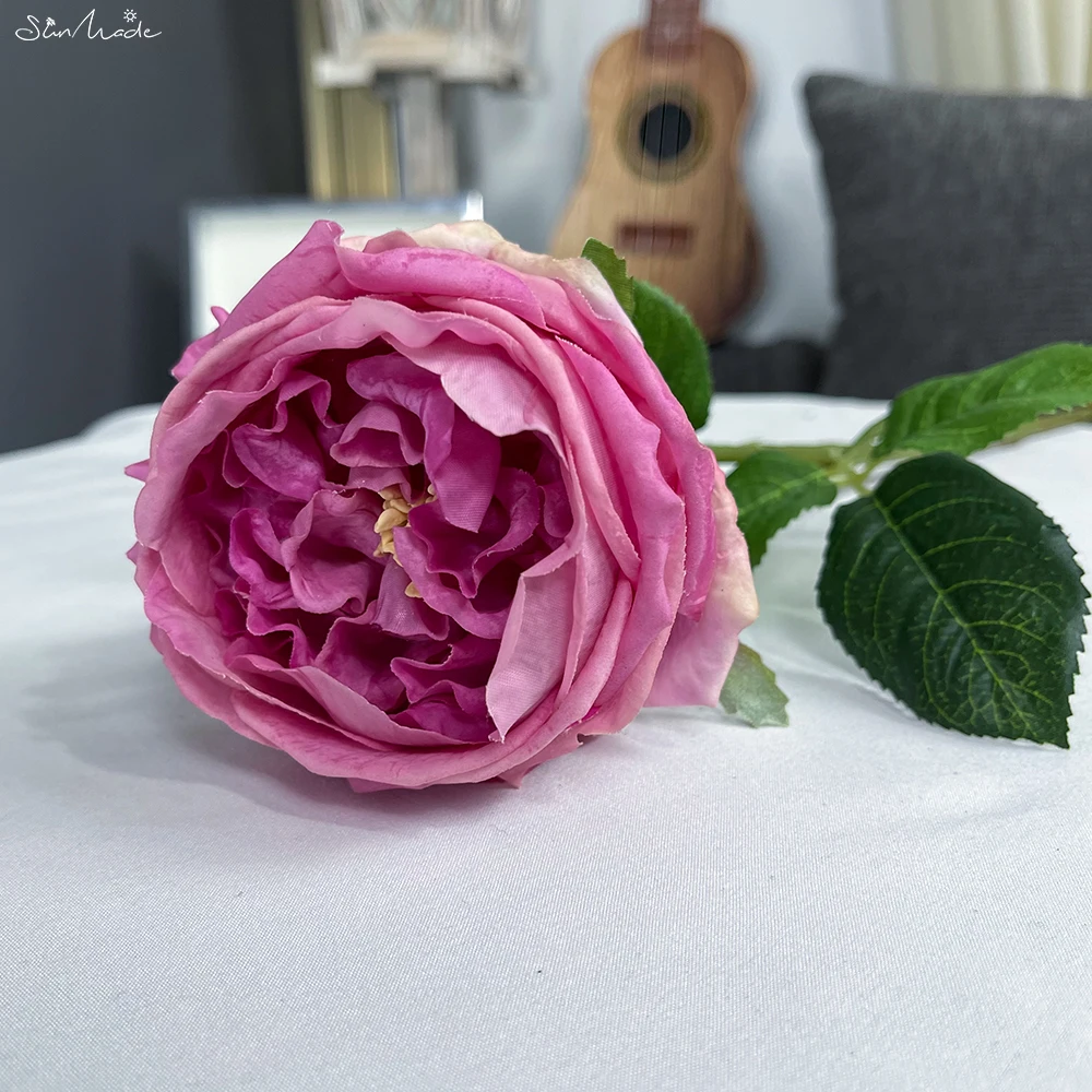 SunMade Real Touch Big Rose Zweig Künstliche Blumen für Home Zimmer Dekor Wohnzimmer Dekoration Flores Artificales Hochzeit 6