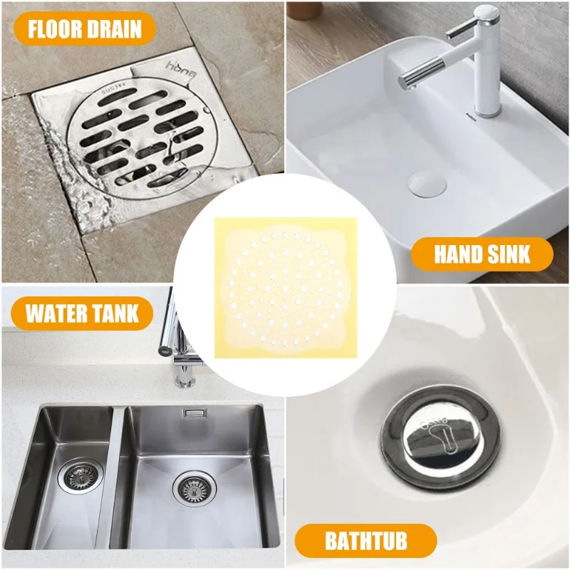 100/5PCS Disposable Floor Drain Stickers Anti-Blocking Filter Kitchen Bathroom Mesh Hair Filter Anti-Block Shower Hair Catcher