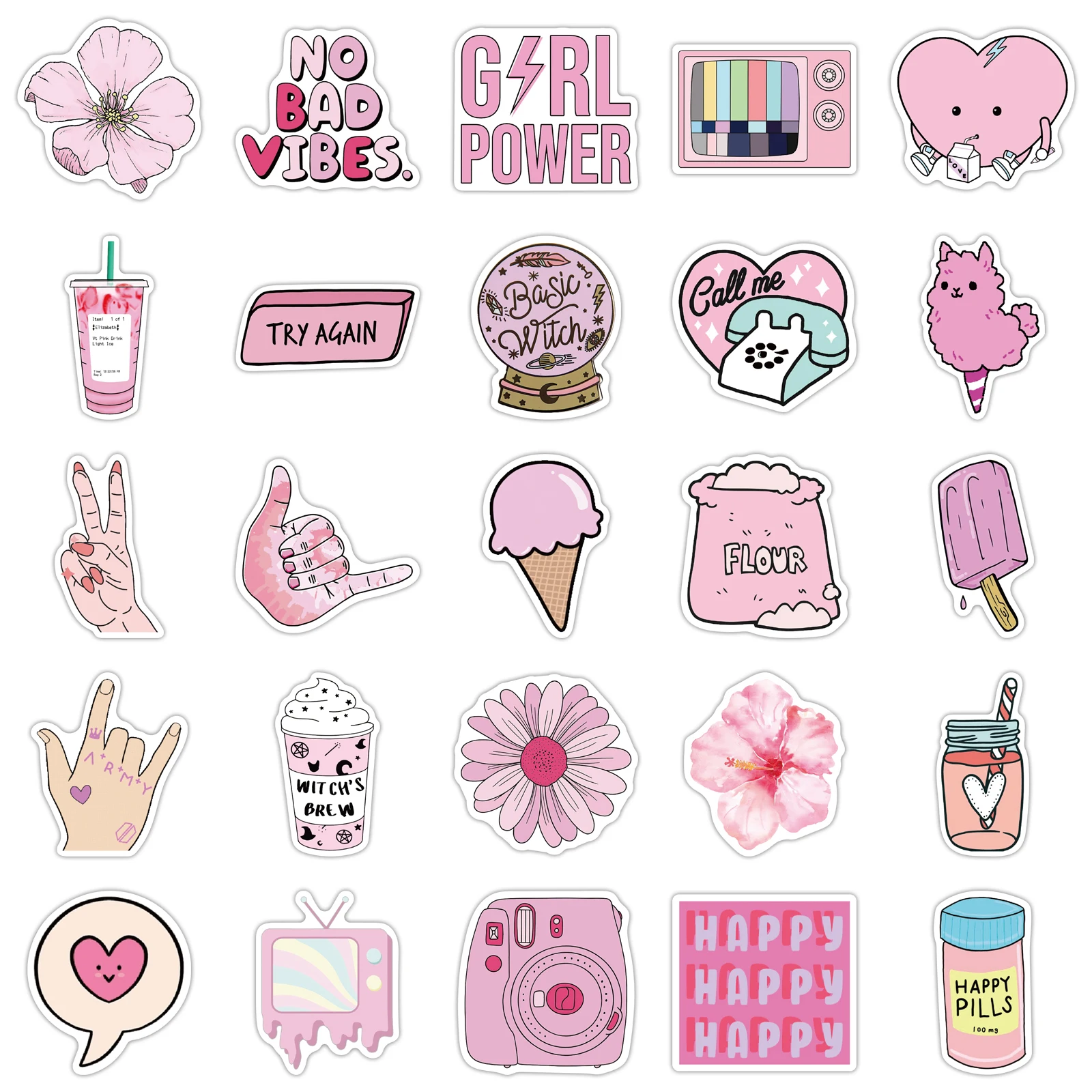 50PCS VSCO Cute Pink Style Cartoon Stickers DIY Car Bike Travel Luggage Laptop Classic Toy Graffiti Sticker Decal for Kids