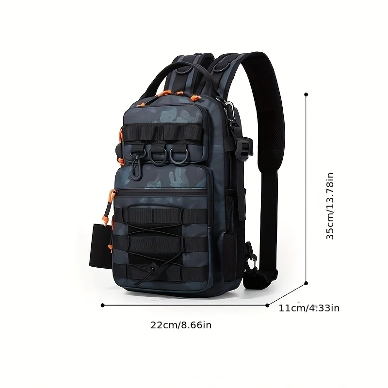 Men's Backpack, Single Shoulder Crossbody Bag, Fishing Bag, Outdoor Lure Fishing Bag, Hiking Chest Bag, Functional Outdoor Bag, Camouflage Travel Sports Bag, Hiking and Trail Backpack, Wear-Resistant Mountaineering Tactical Backpack, Multi-Functional and Practical Bag with Multiple Carrying Options