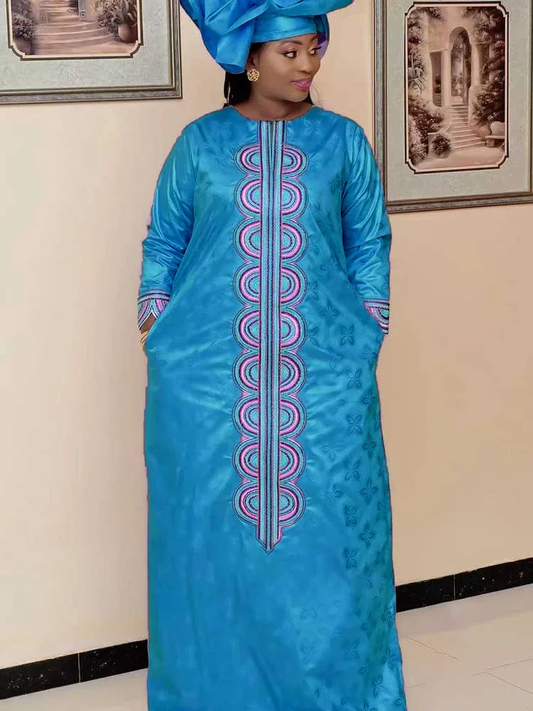 

Latest Hot Selling Bazin Riche Dress for African Ankara Women's Wedding, Party, and Daily Wear - Bazin Riche Dashiki Robe