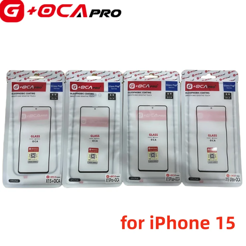 5pcs G+OCA   Front Panel for iPhone 15 15P 12 13 11 14 plus pro max mini X XS XR MAX Glass+ OCA  LCD Touch Lens
