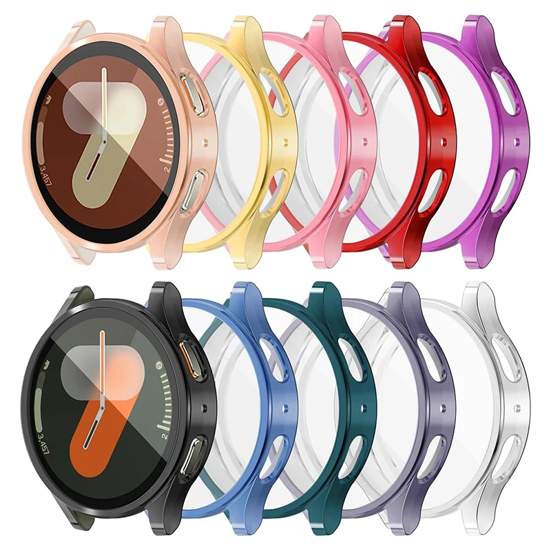 Capa de silicone tpu para samsung galaxy watch 7/6/5/4 40mm 44mm capa completa protetor de tela para watch7 44mm 40mm capa shell