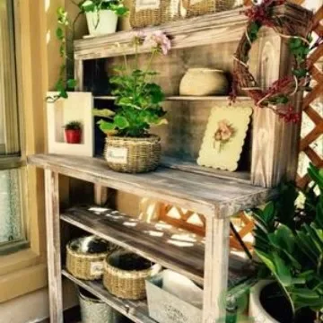 Outdoor courtyard wooden retro succulent flower stand locker flower gardening multi-layer terrace furniture old grocery table