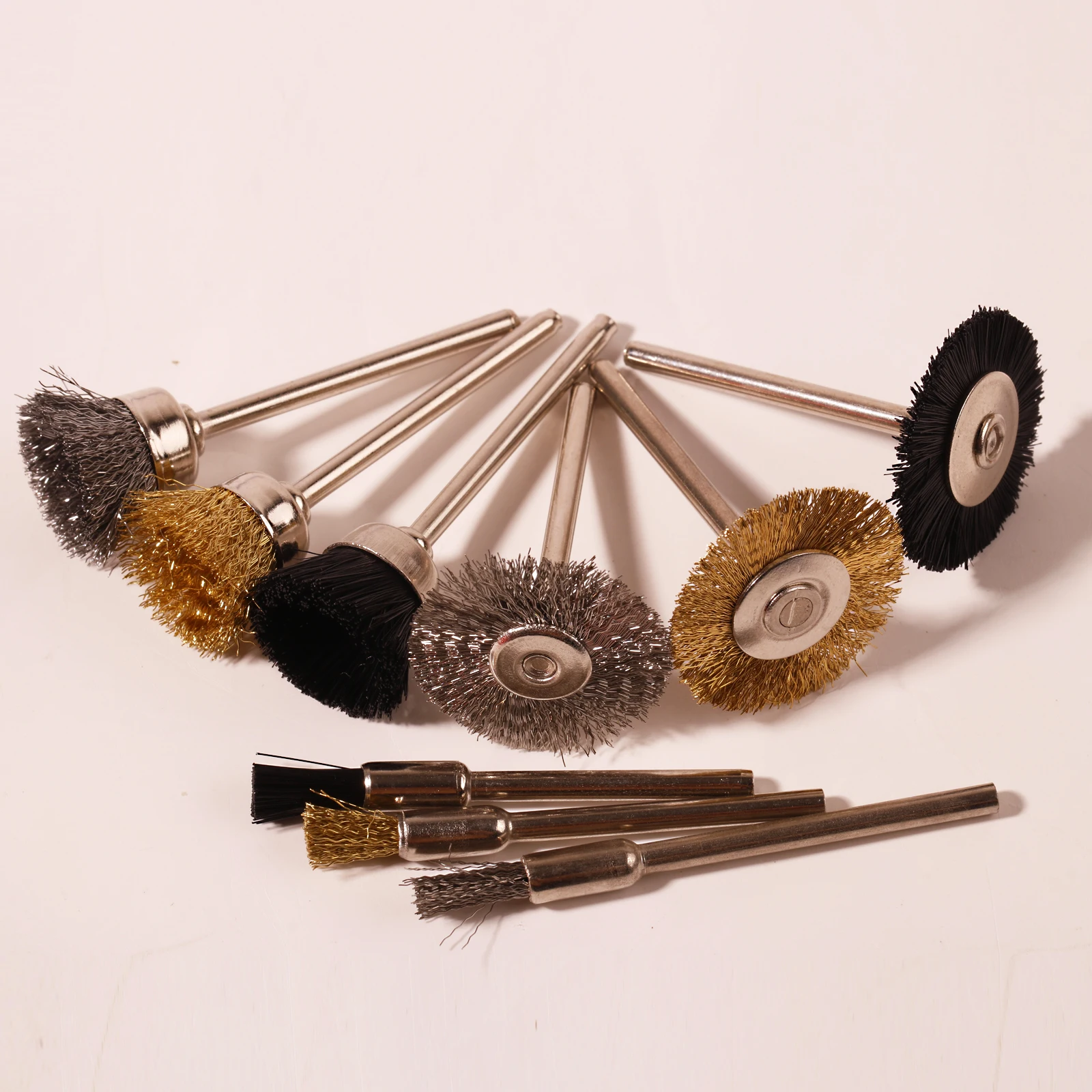 Mini Steel Wire Wheel Brush 3mm Brass Nylon Bristle Cup Polishing Cleaning Brushes For Dremel Rotary Tools Accessories