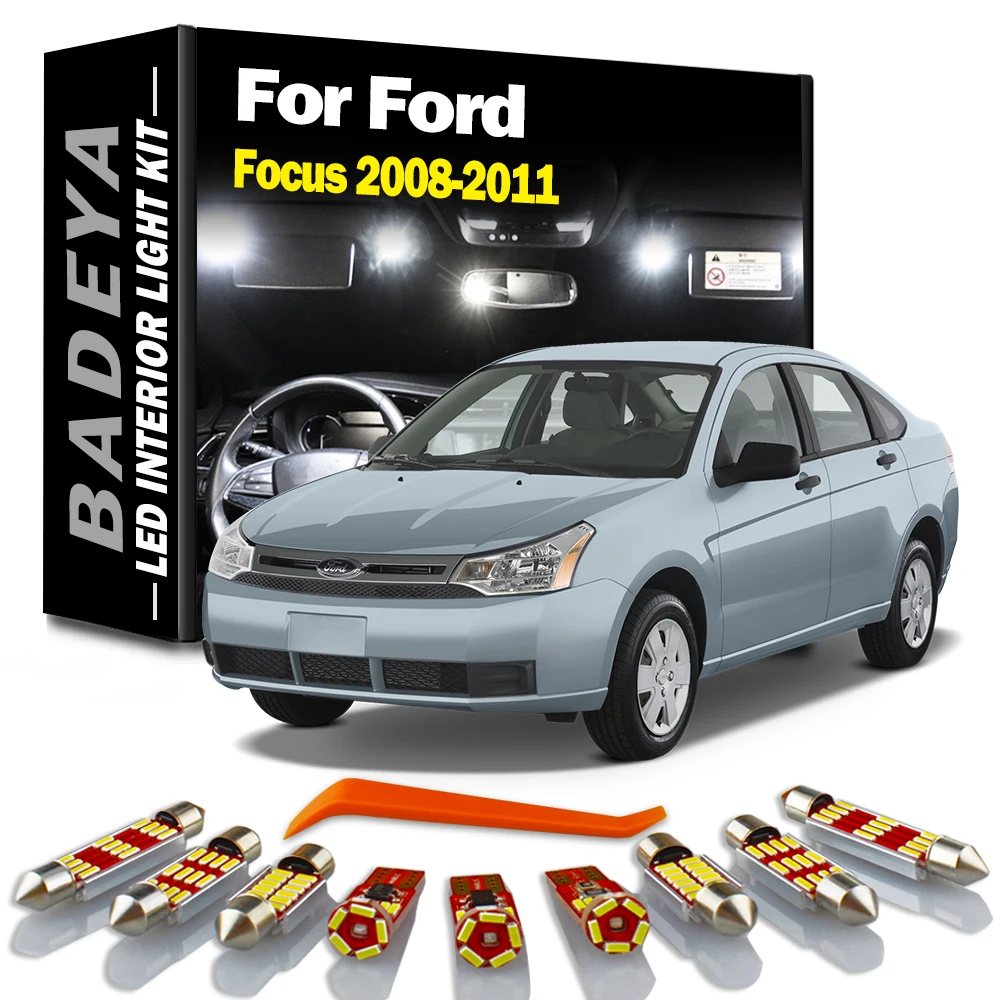 

BADEYA 14 шт. автомобильные аксессуары Canbus для Ford Focus 2008 2009 2010 2011, светодиодный внутренний светильник для карты, купольный светильник, комплект ламп для номерного знака