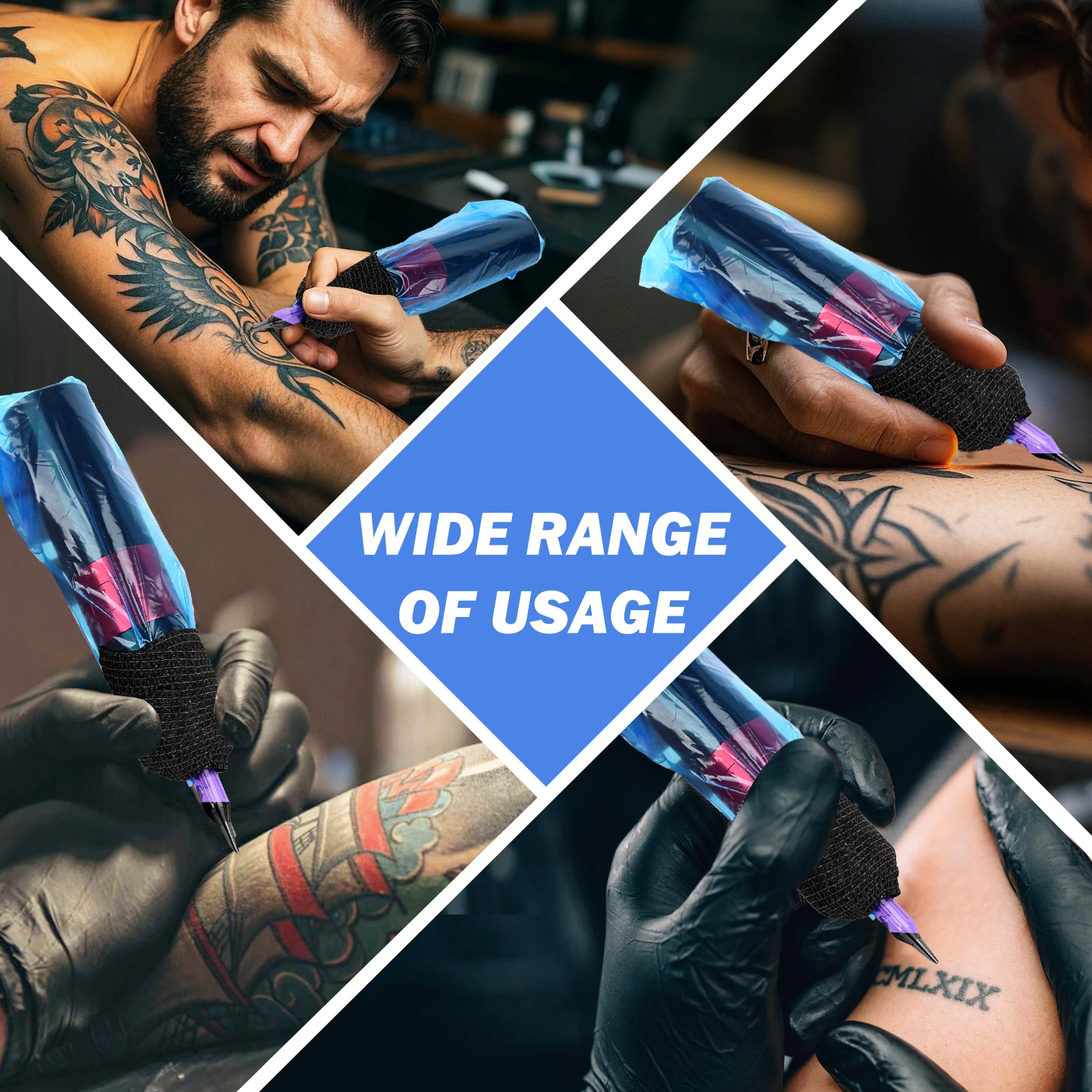 Cartucho desechable para máquina de tatuaje, funda para bolígrafo, bolsas de plástico para tatuaje, suministros para bolígrafo con Clip, 200 Uds.