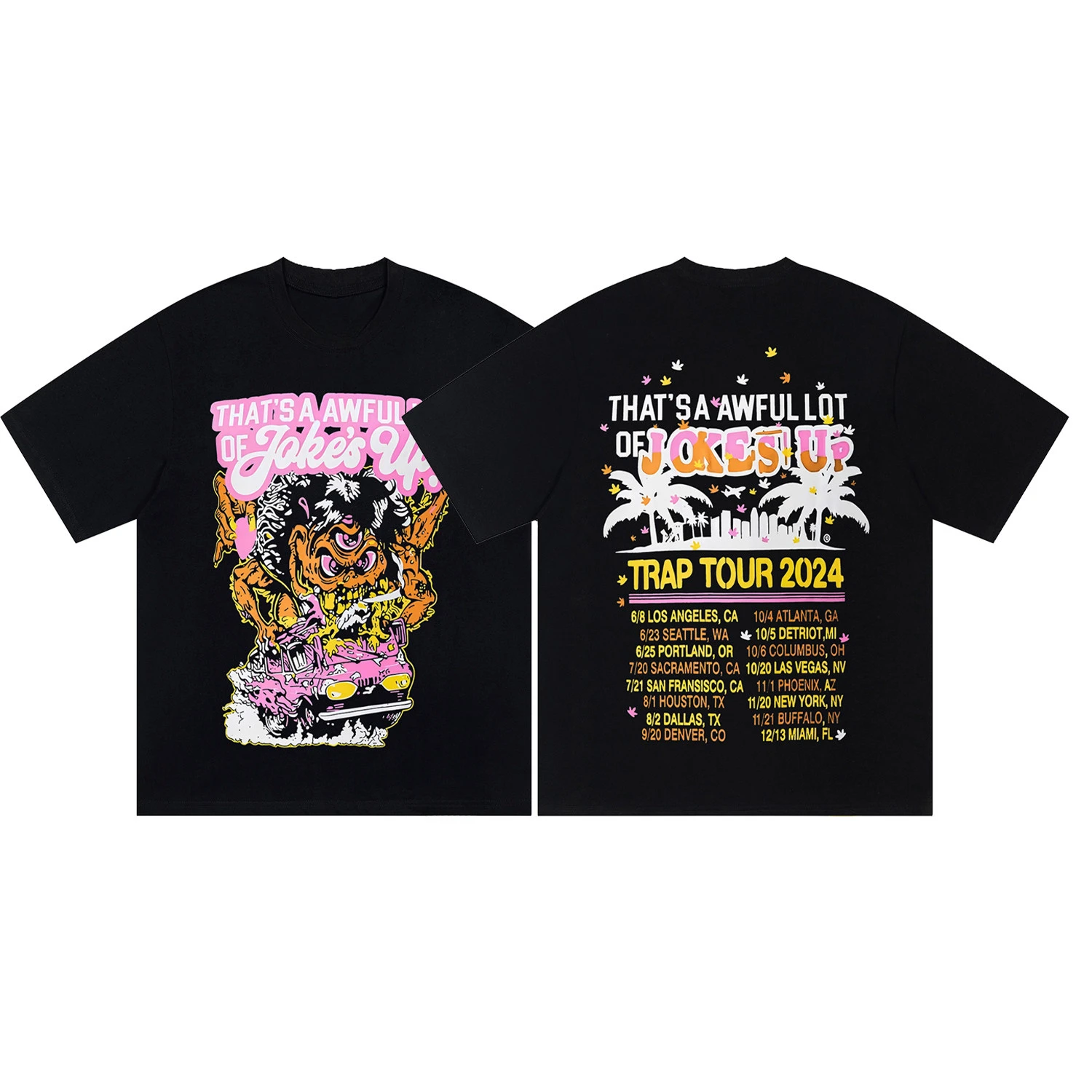 Retro Summer That A Lot of Awful Cough Syrup American-style High Street Short-sleeved T-shirt for Both Men and Women Cotton