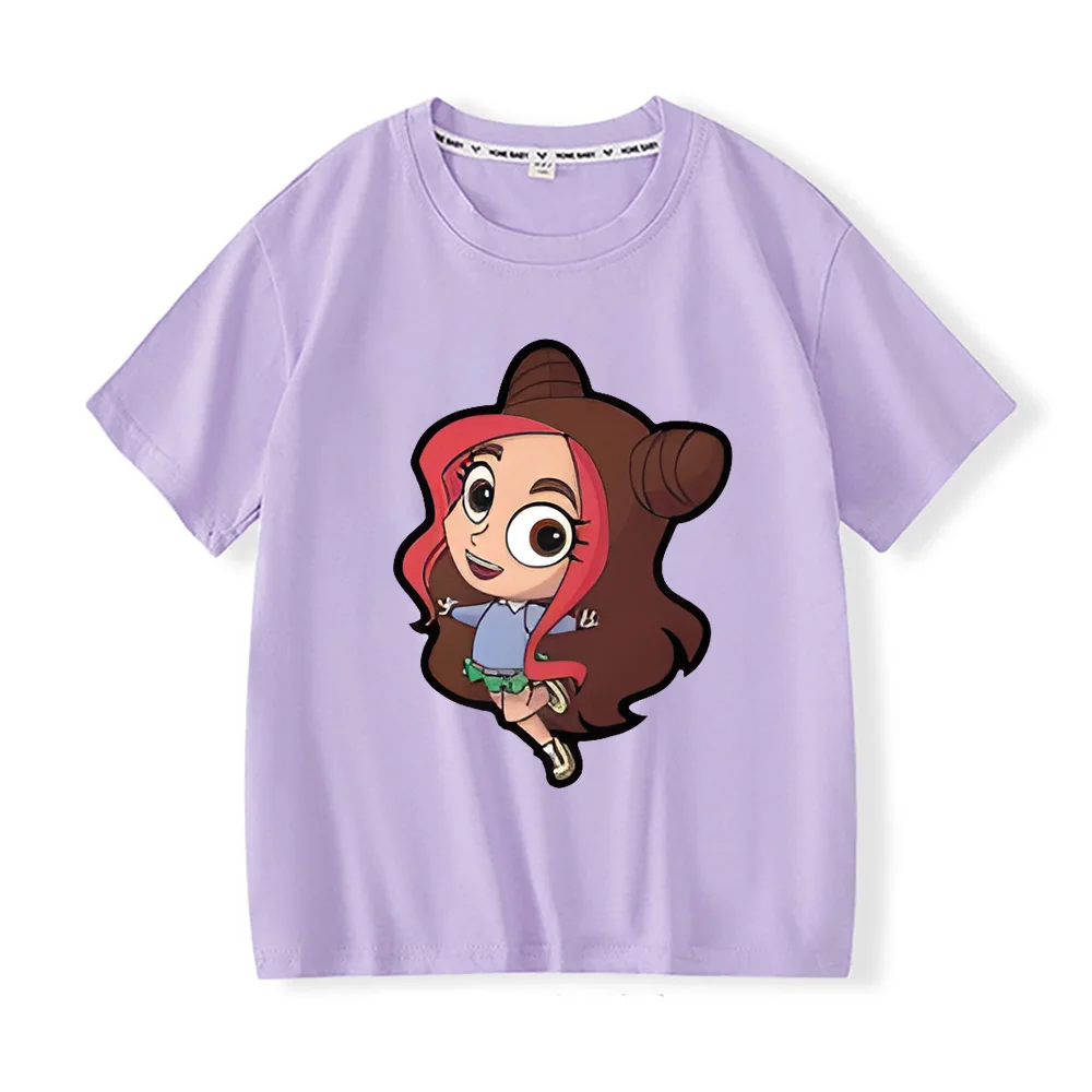 A4 Cartoon Graphic Kids T-shirt Girls Soft Cotton Short Sleeve Tshirt Boy Comfortable Round Neck Tees Children Boutique Clothing