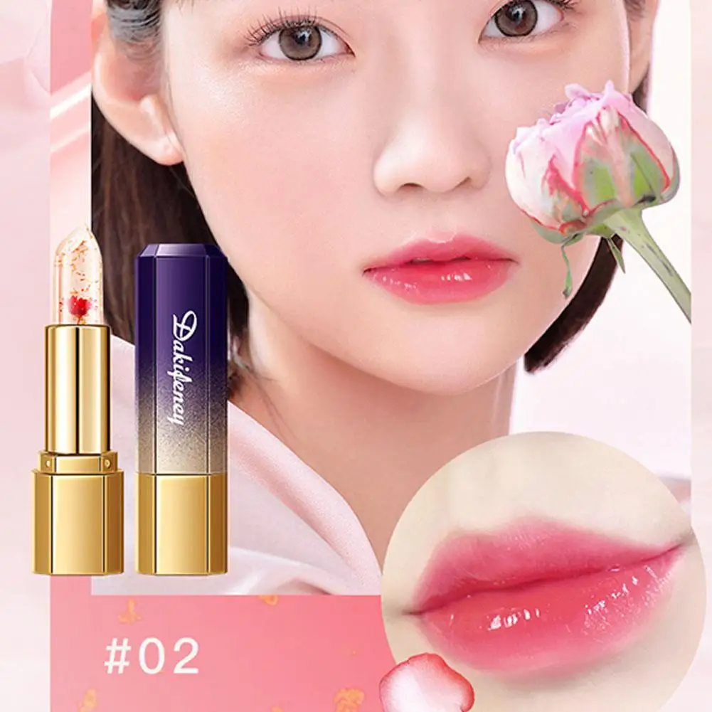 Flower Jelly Color Changing Lipstick Woman Moisturizing Long-lasting Non-stick Cup Without Fading Color Warming Lip Balm