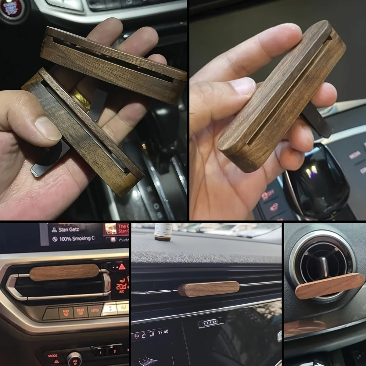 Holz-Autoduftspender mit Clip – Aromatherapie-Diffusor, Holzdiffusor, dekoratives Autozubehör, Auto-Lüftungssystem – Detail 4
